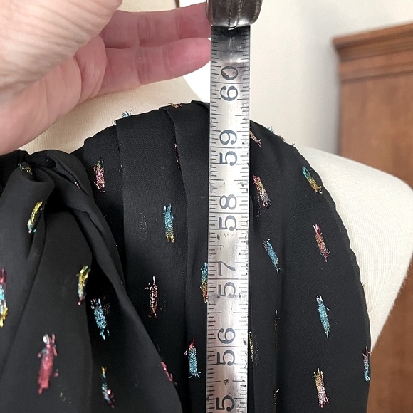 Betsy & Adam Metallic Chiffon Front Ruffle Slit Halter Neck Sleeveless Gown - Picture 7 of 16